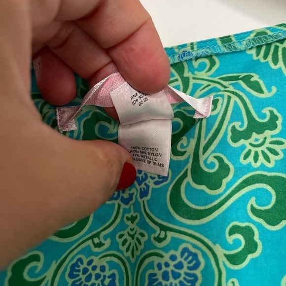 Victorias Secret Green and Gold Trim Paisley Caftan Tunic - Picture 4 of 11